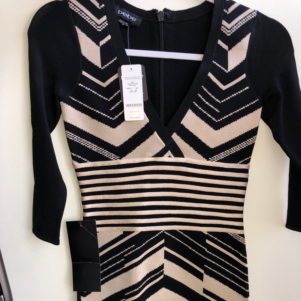 NEW! Bebe Raised Chevron Jacquard Dress size SMALL